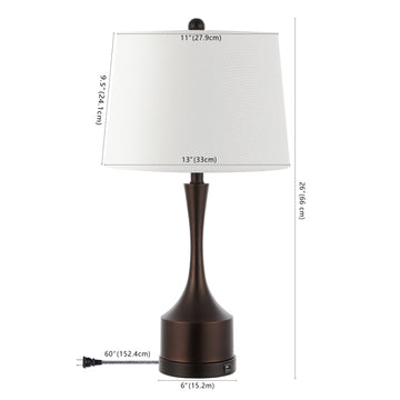 Cooper 26" Classic French Country Iron LED Table Lamp with USB Charging Port - JONATHAN Y